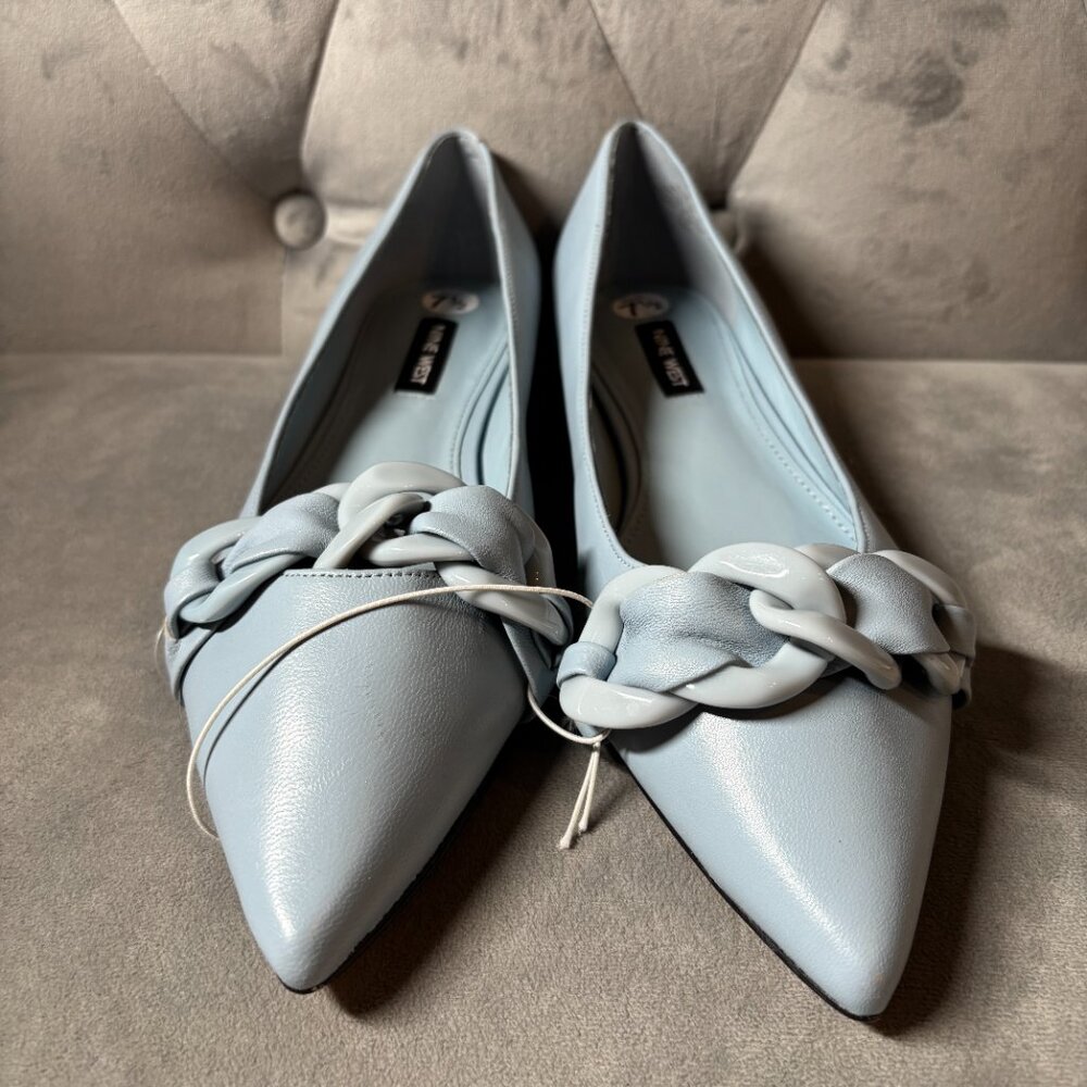Nine West Chain Leather Ballet Flats Size 7 1/2 NEW Buyme Pointy Toe Flats